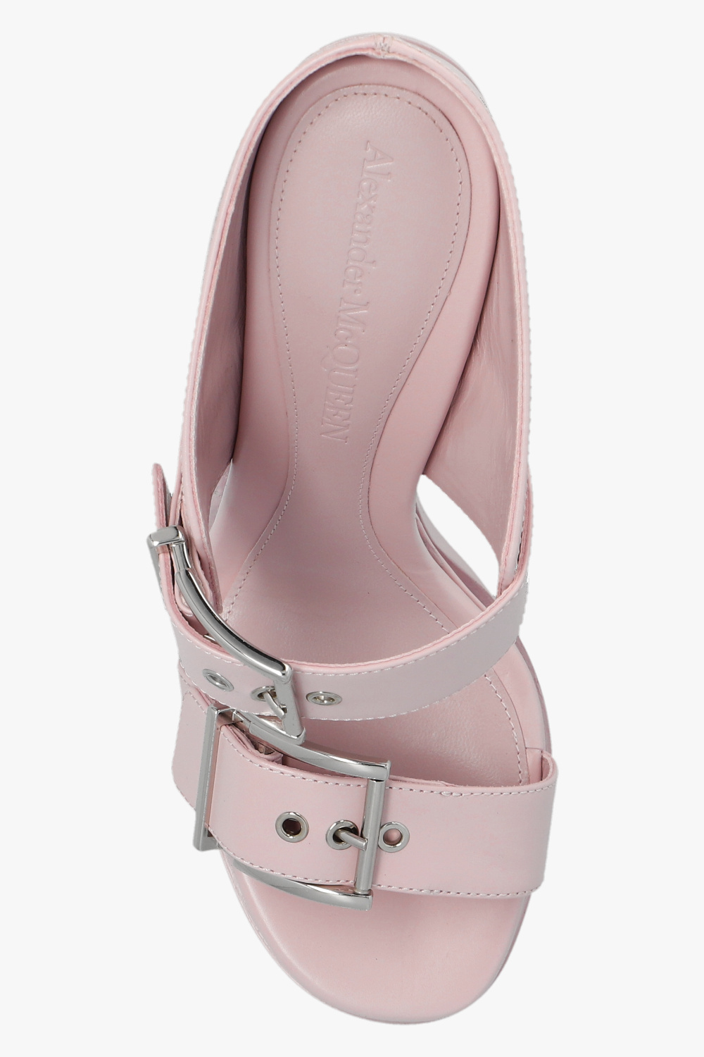 Alexander Mcqueen 120mm Leather Platform Mules In Gray