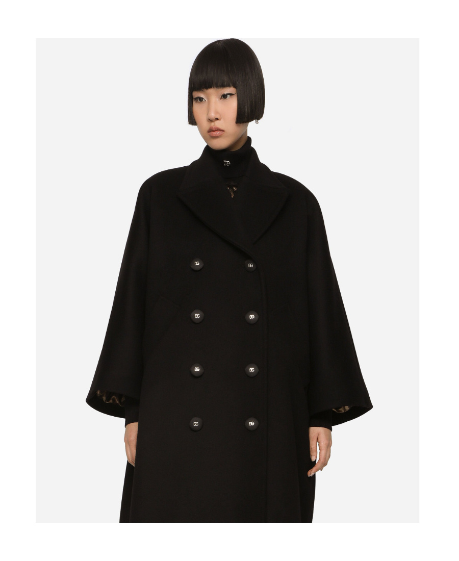 Dolce & Gabbana Long Double-breasted Coat In Black