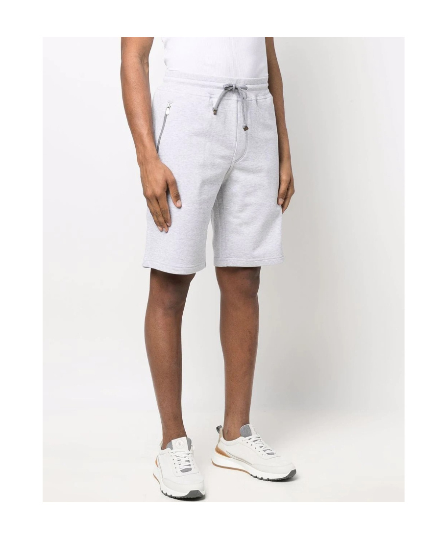 Brunello Cucinelli Bermuda Shorts In Cotton Blend Jersey Texture In White