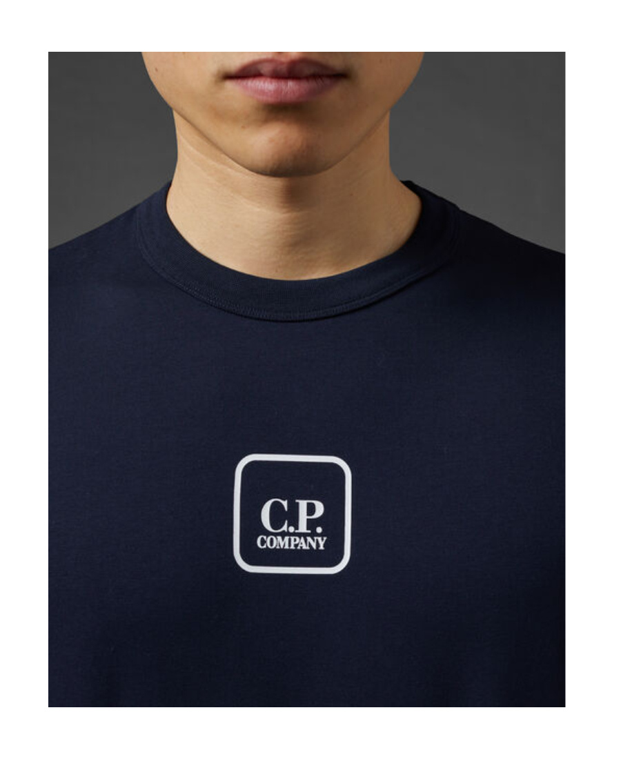 C.P. COMPANY LOGO-PRINT KNIT SWEATSHIRT