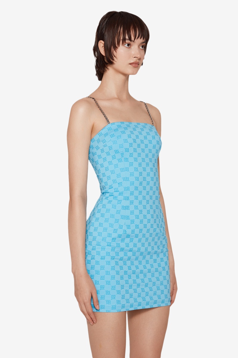 Misbhv Ssense Exclusive Blue Monogram Minidress In Blue