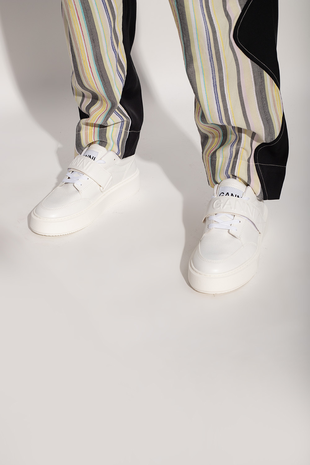 Ganni Touch-strap Low-top Sneakers In White