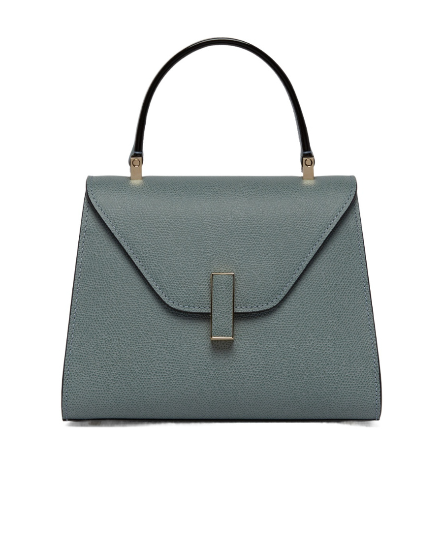 Valextra Iside Foldover Mini Top Handle Bag In Gray