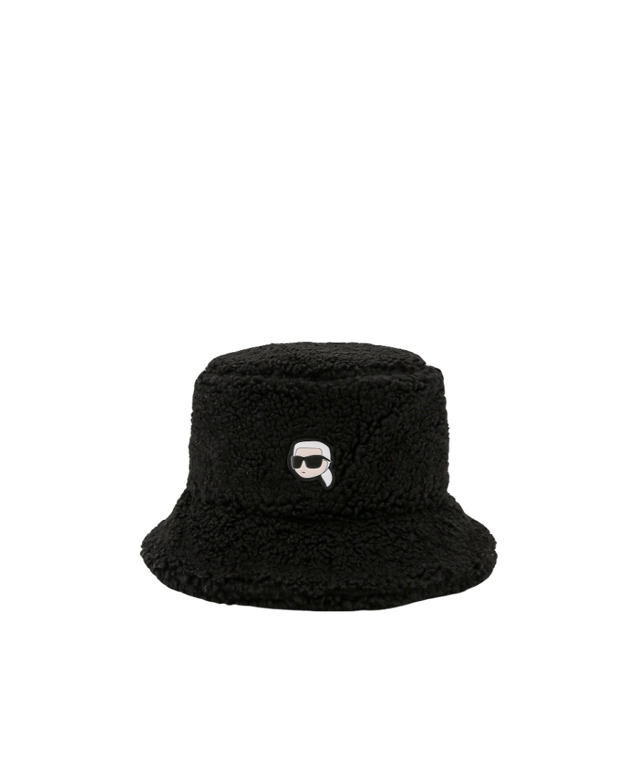 Karl Lagerfeld K/ikonik 2.0 Shearling Bucket Hat In Black