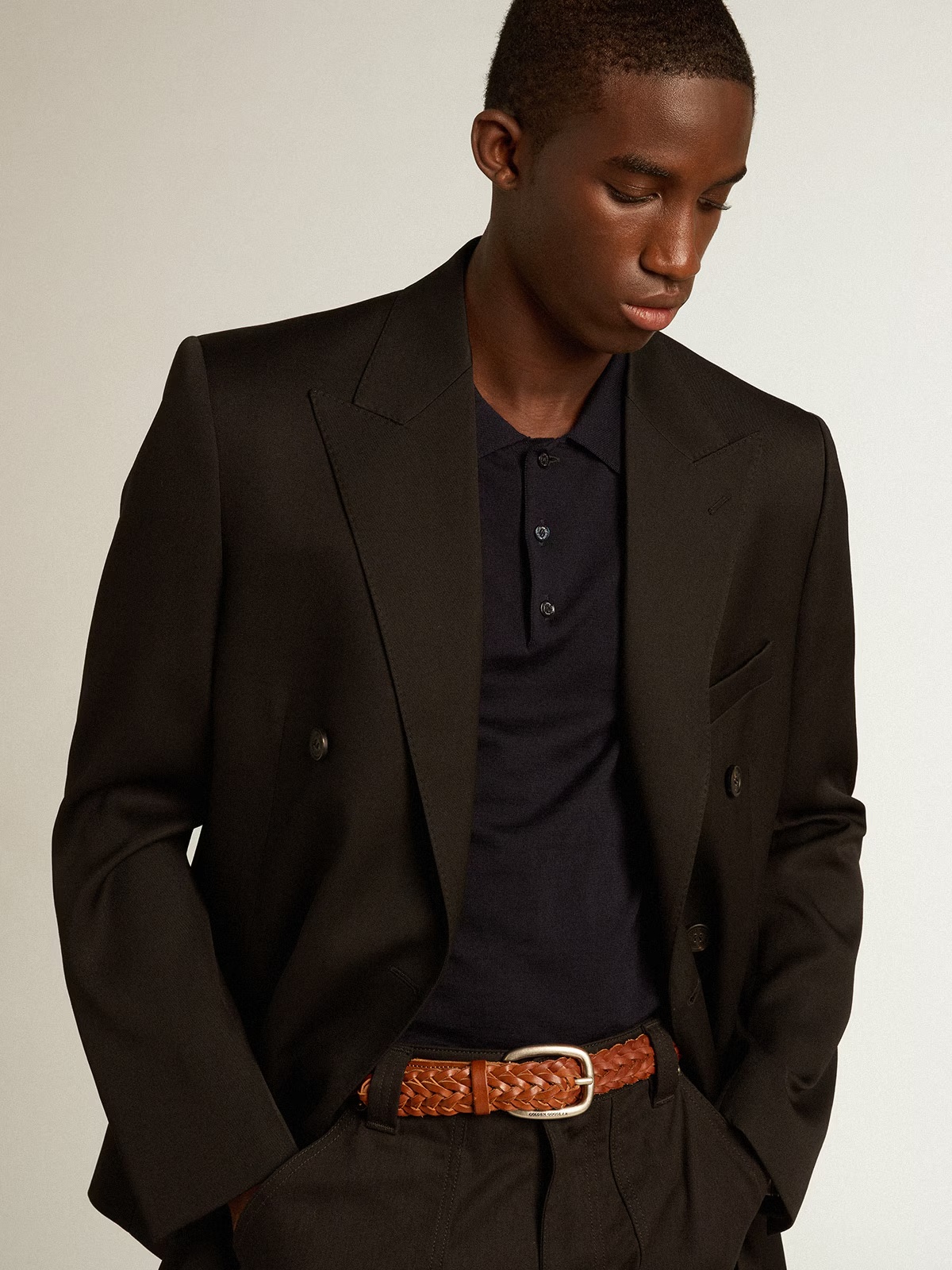 Golden Goose Men's Double-breasted Wool Jacket In Black