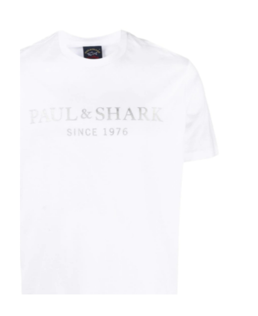 Shop Paul & Shark Logo-print Crew-neck T-shirt In White