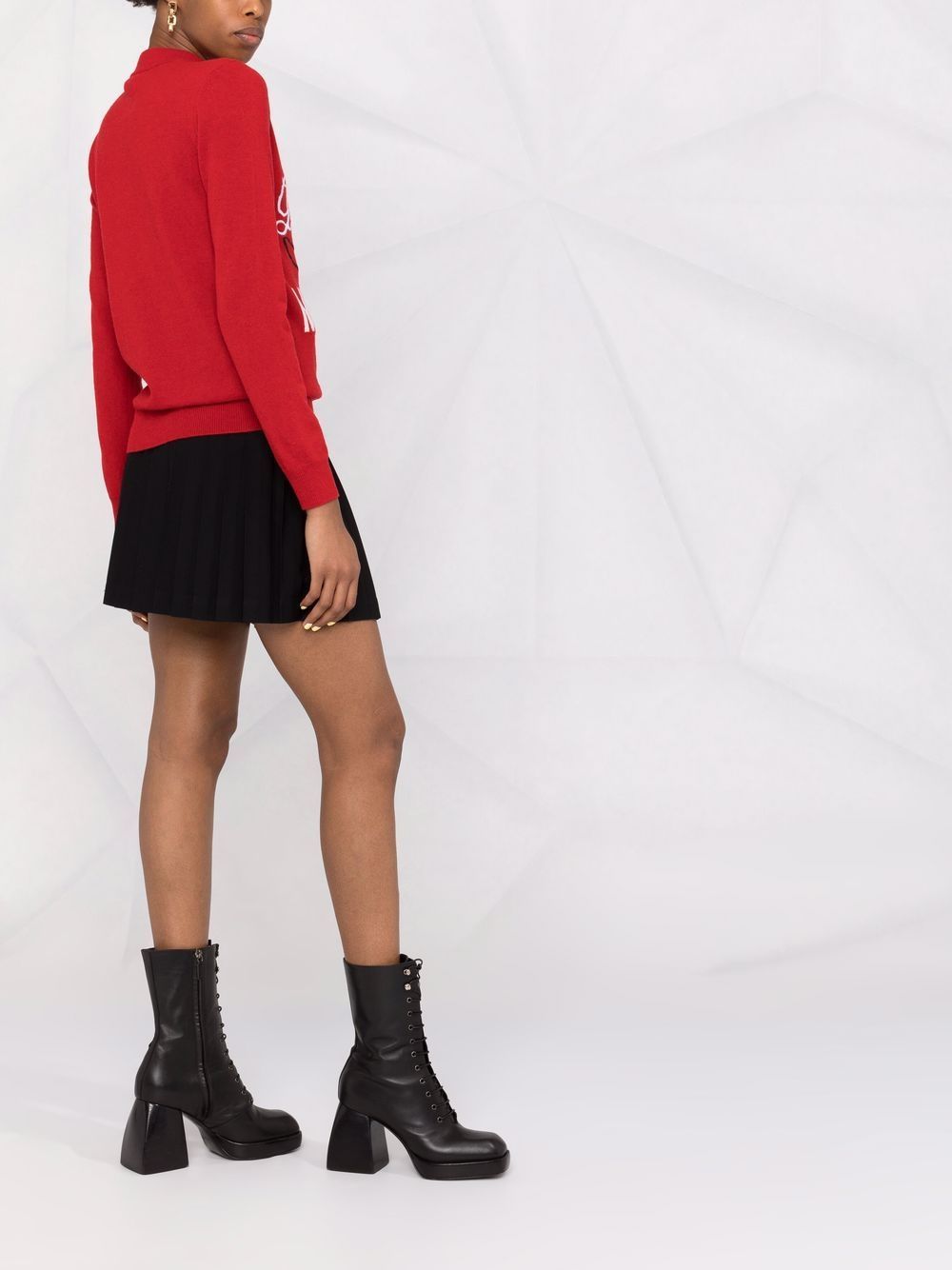 Moschino Logo Knit Jumper In Red