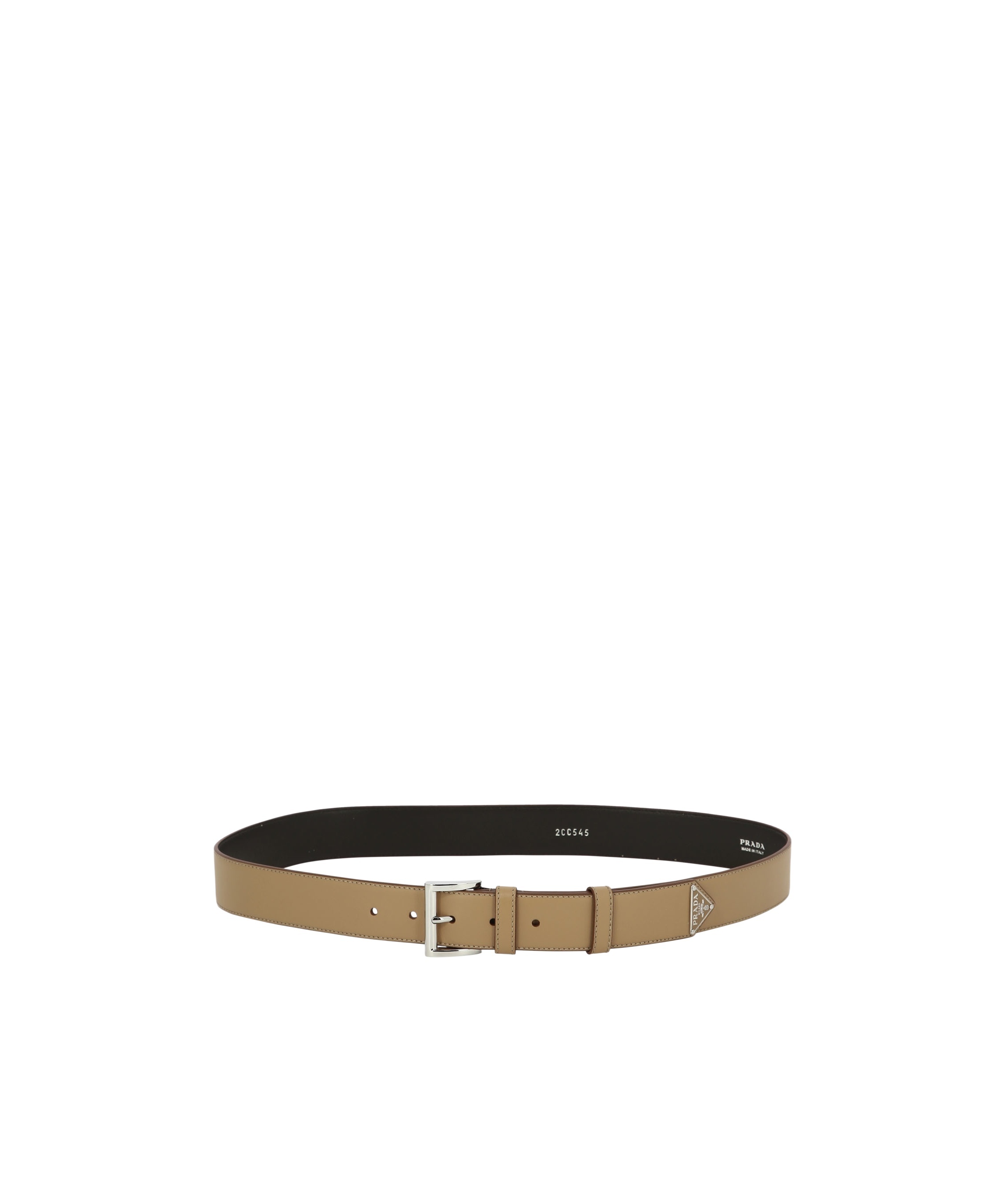 Prada Enamel Triangle-logo Leather Belt In Black