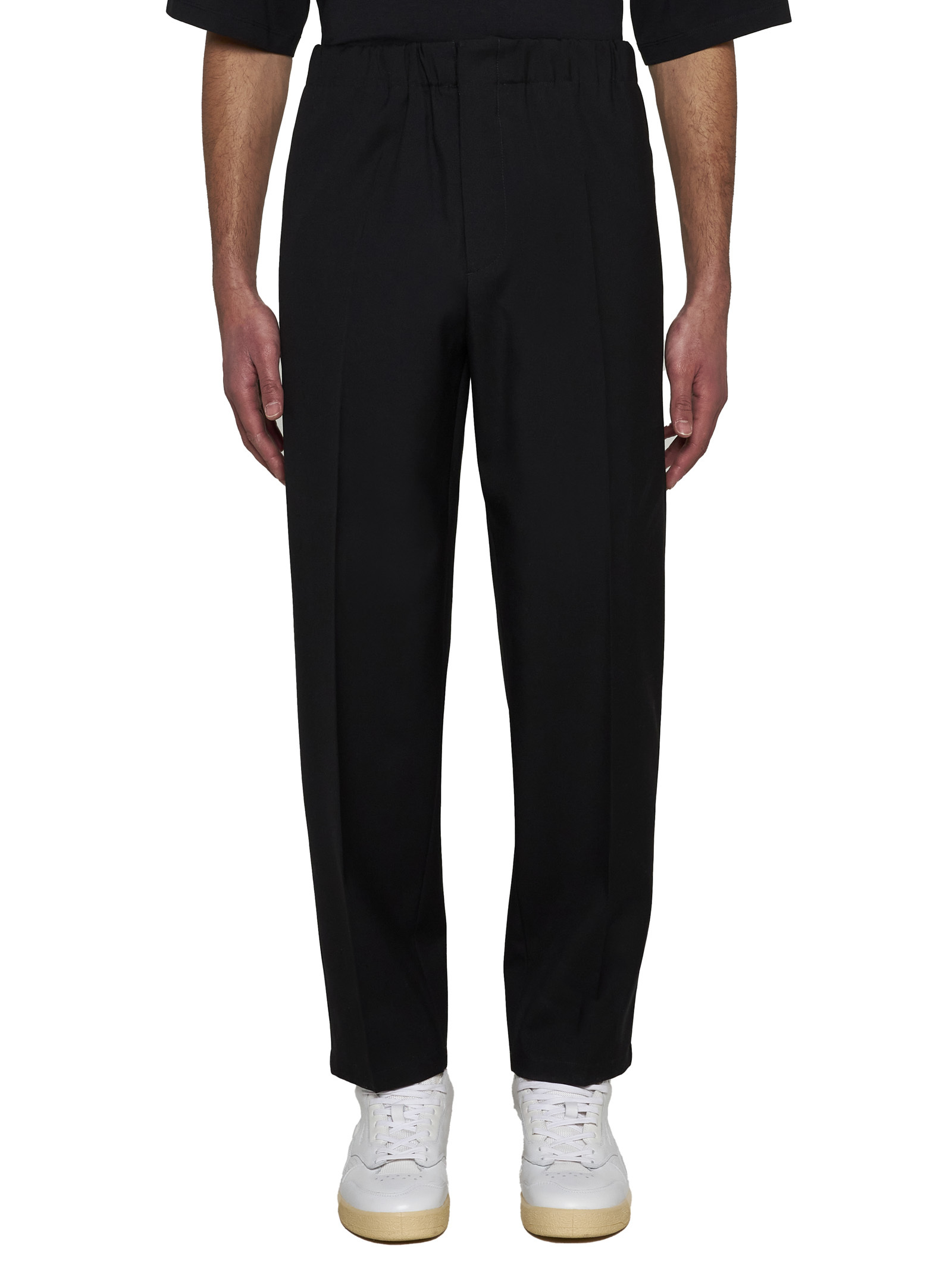 Jil Sander Elasticated-waist Tapered Trousers In Black