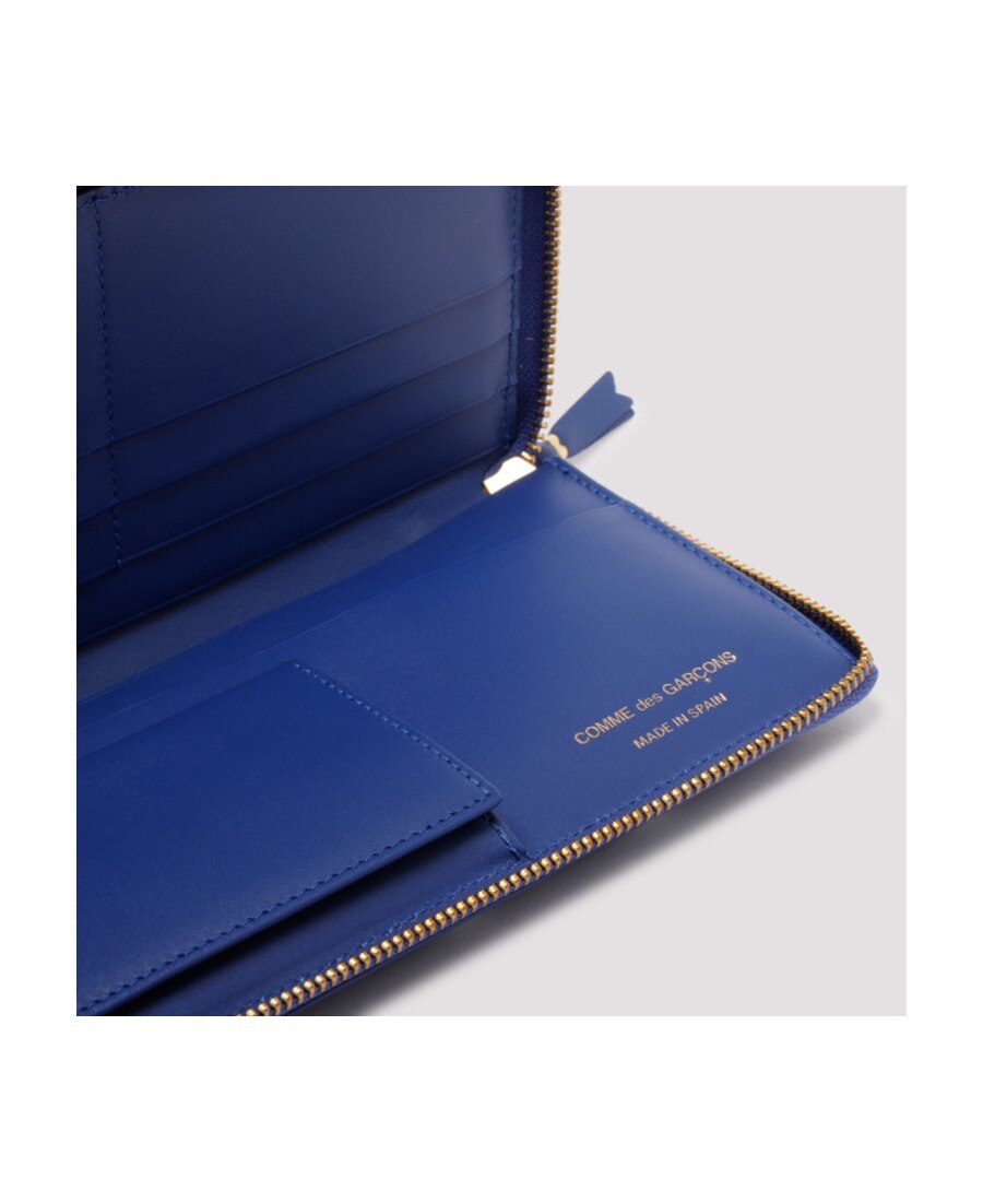 Comme Des Garçons Zip-around Polka Dot Wallet In Blue