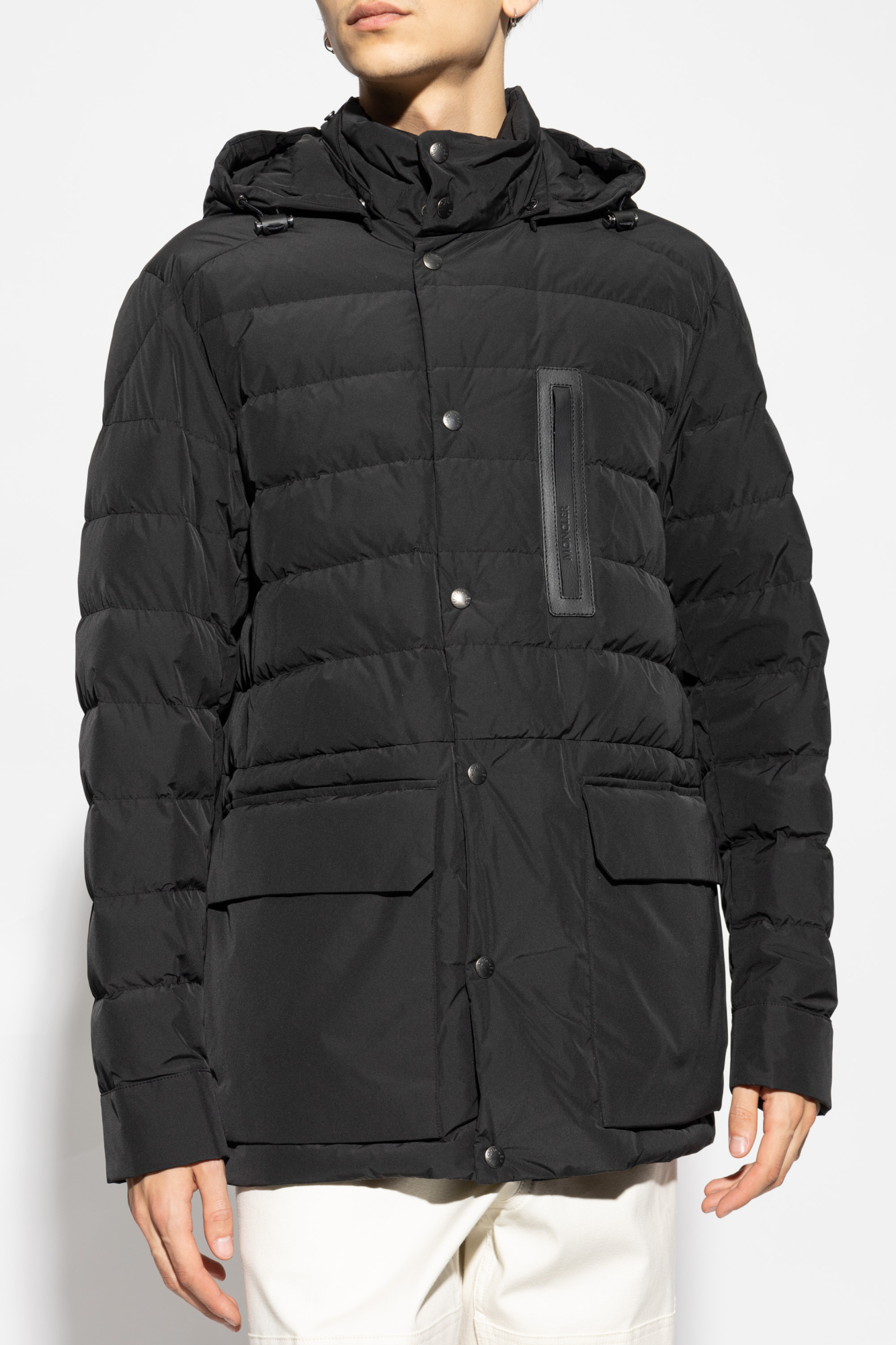 Moncler Long-sleeved Down Jacket In Black