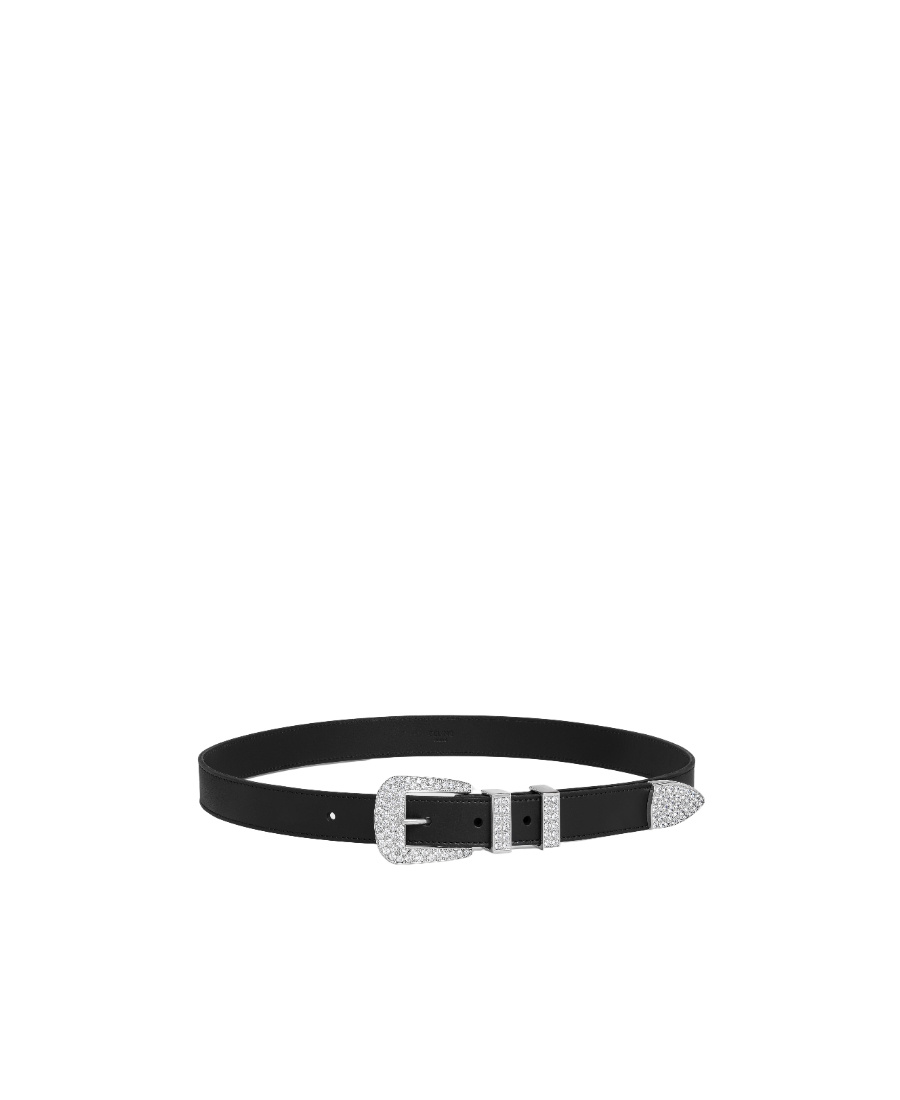 Celine Marco Crystal Inlaid Belt In Black