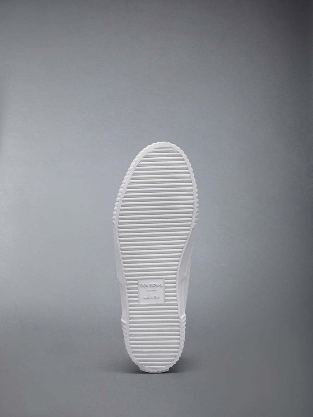 Thom Browne White Vitello Calf Leather High Top Heritage Sneakers In White