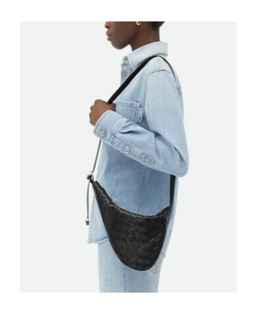 Bottega Veneta Small Virgule Crossbody Bag In Black