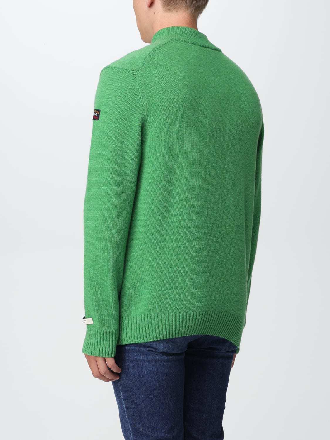 Paul & Shark Long-sleeved Semi-zipper Open-close Sweater In Green