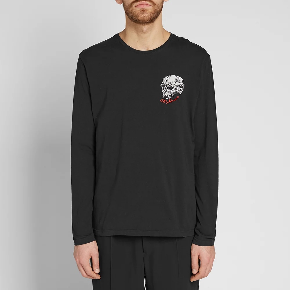 Alexander Mcqueen T-shirt With Round Neck And Long Sleeves In Black