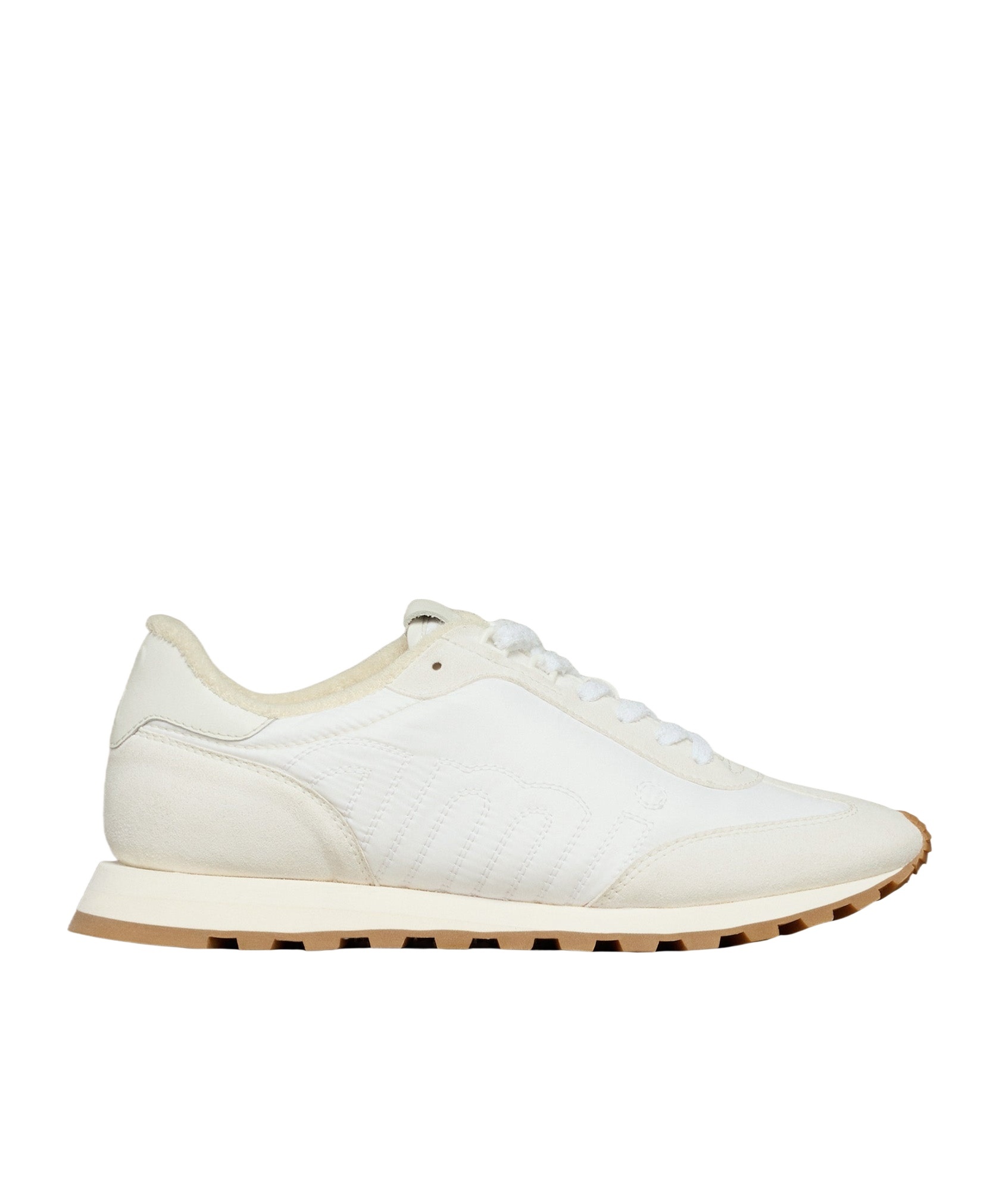 Ami Alexandre Mattiussi Low-top Sneakers With Nylon And Leather Accents In White