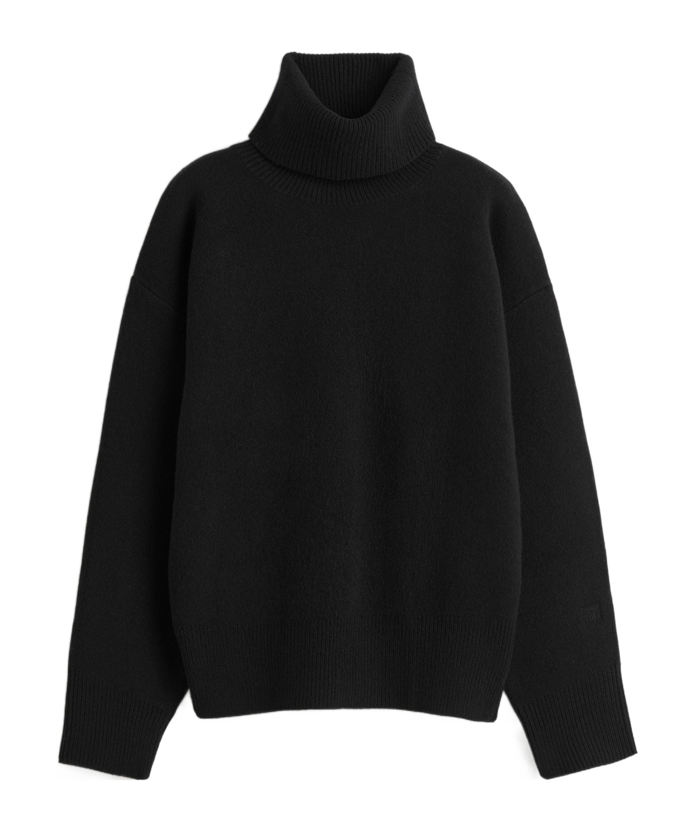 Shop Totême Double-knit Turtleneck Sweater In Black