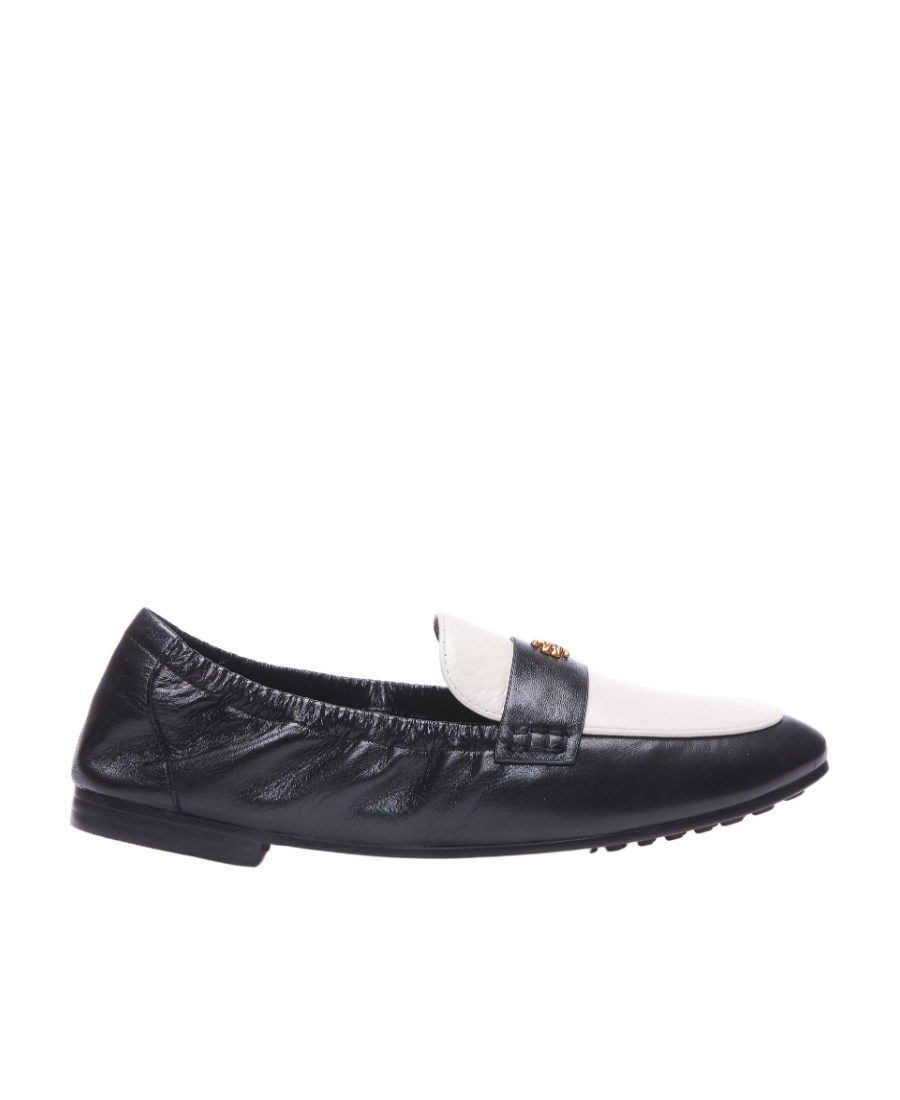 Tory Burch Logo Plaque Color-block Loafers In Black