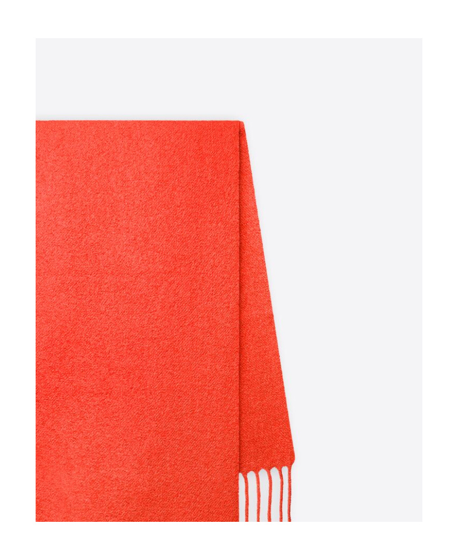 Balenciaga Logo Patch Fringed Scarf In Red