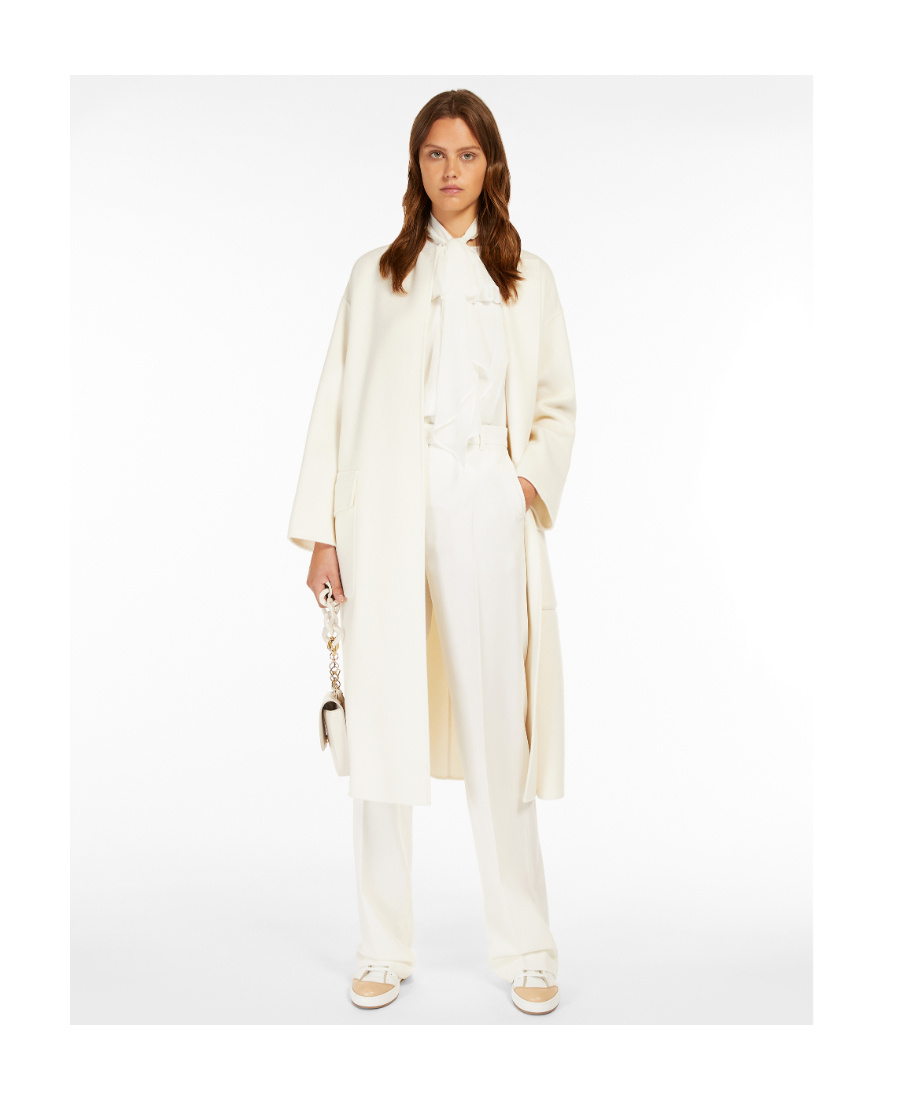 Max Mara Belted Coat In White