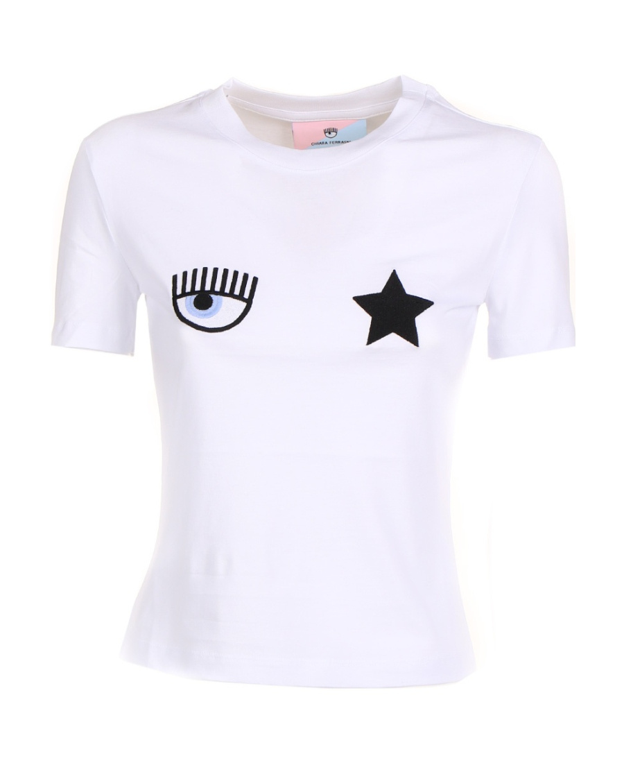 Chiara Ferragni Emboidered-motif Short-sleeve T-shirt In White