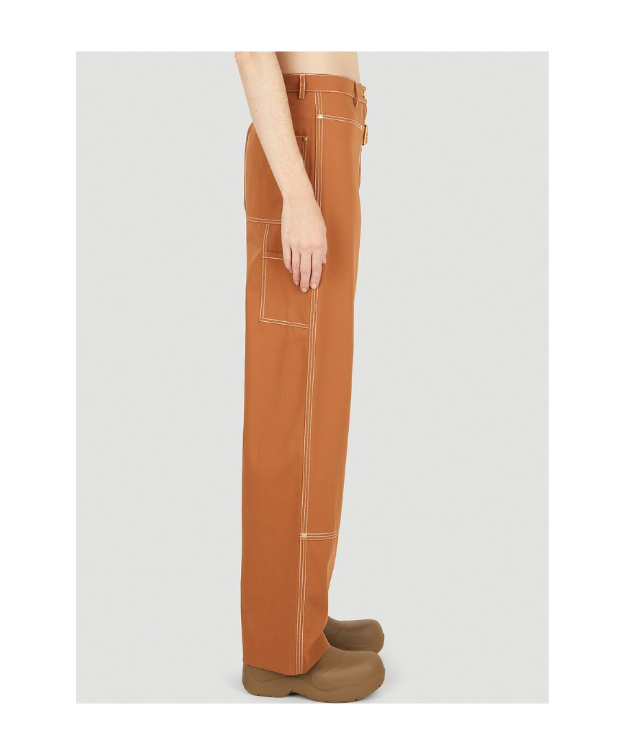 Stella Mccartney Trousers With Buckle And Pockets In Brown