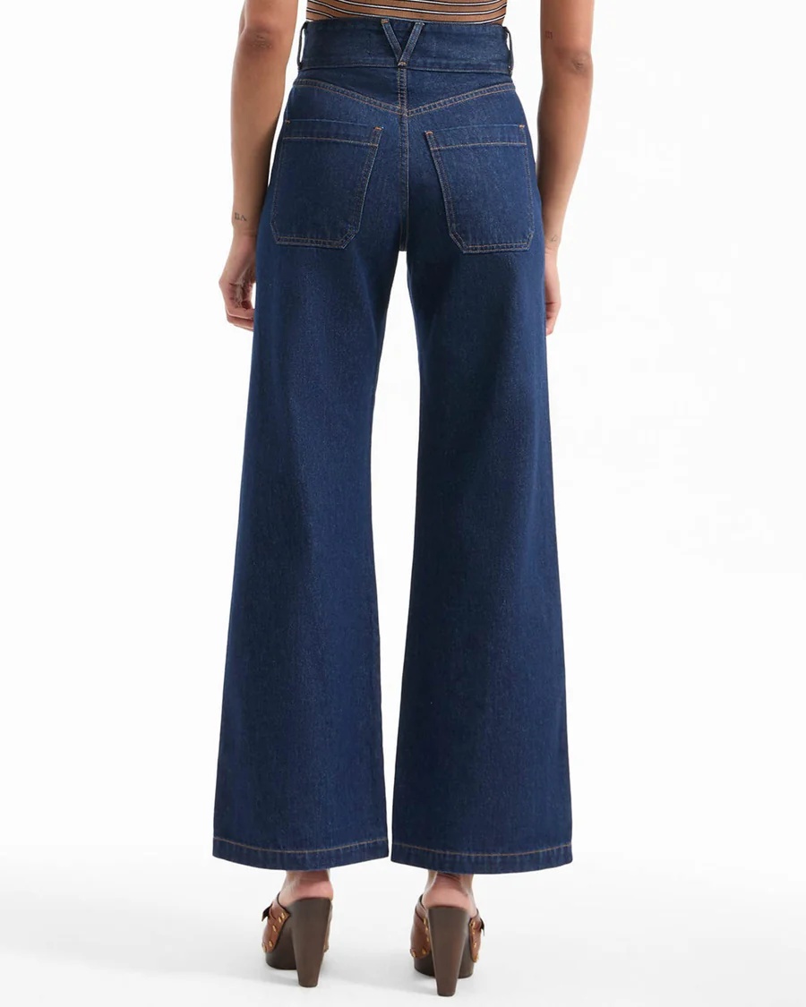 Veronica Beard Taylor Patch-pocket Wide-leg Jean In Indigo Rinse In Blue