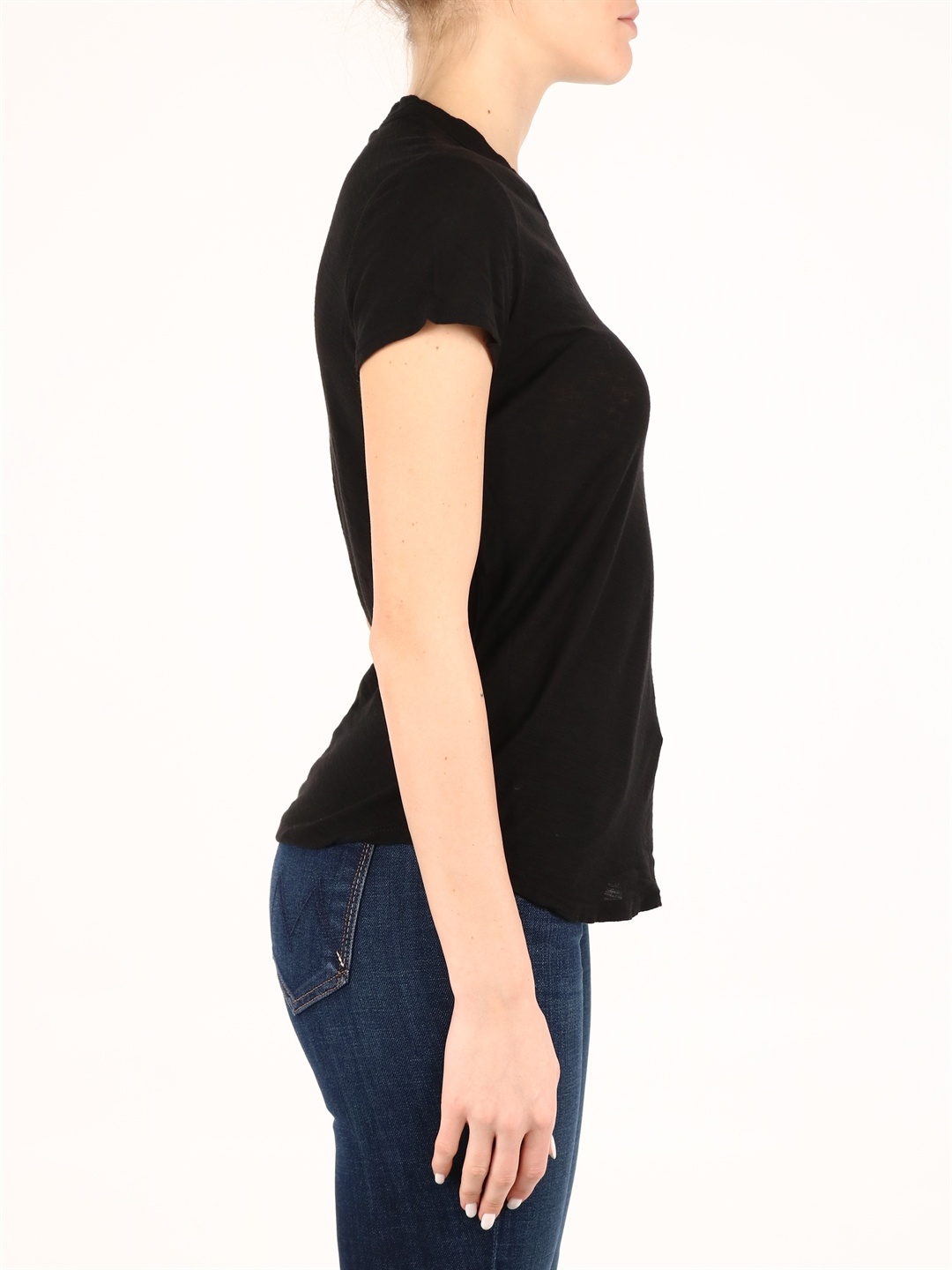 James Perse Sheer Slub Crew Neck Tee In Black