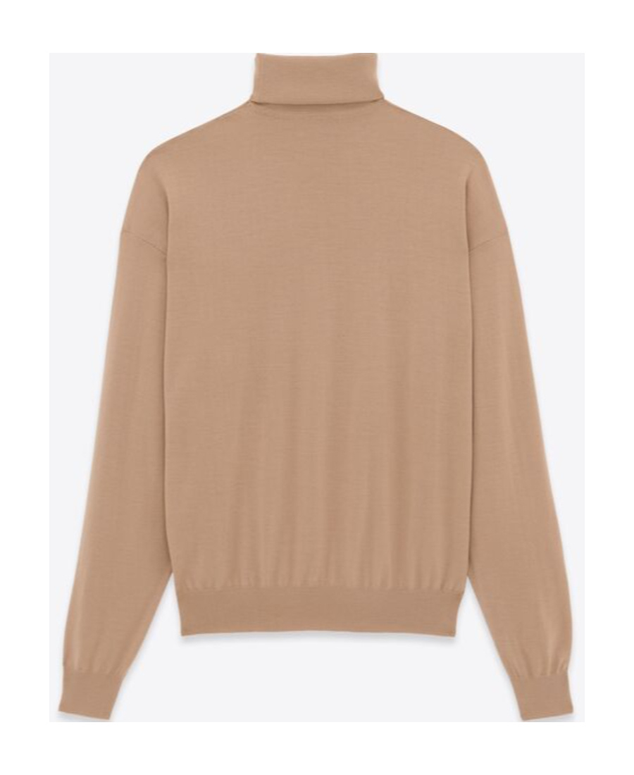 Saint Laurent Roll-neck Wool Jumper In Brown