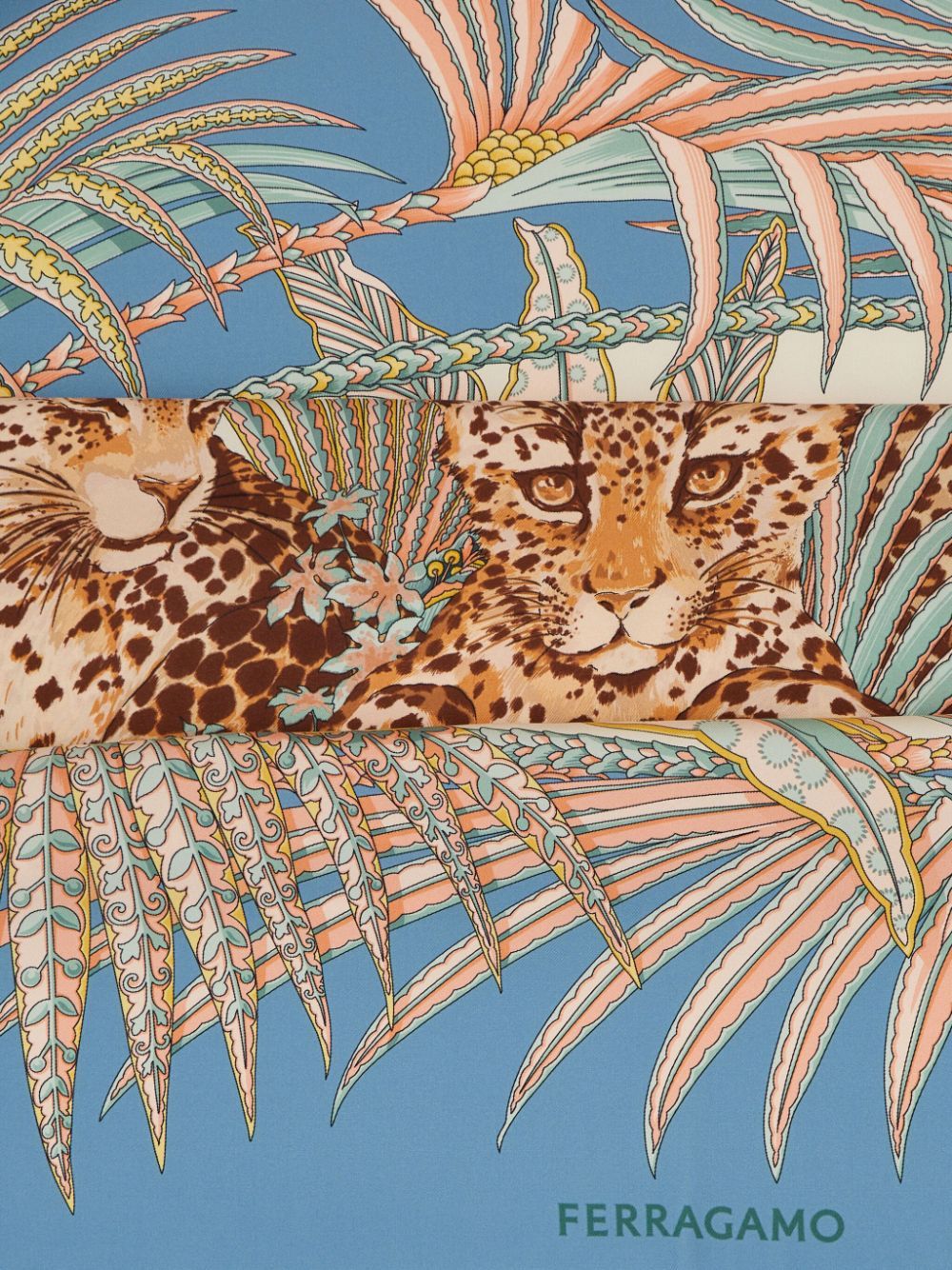 Ferragamo Leopard Print Silk Scarf In Multicolor
