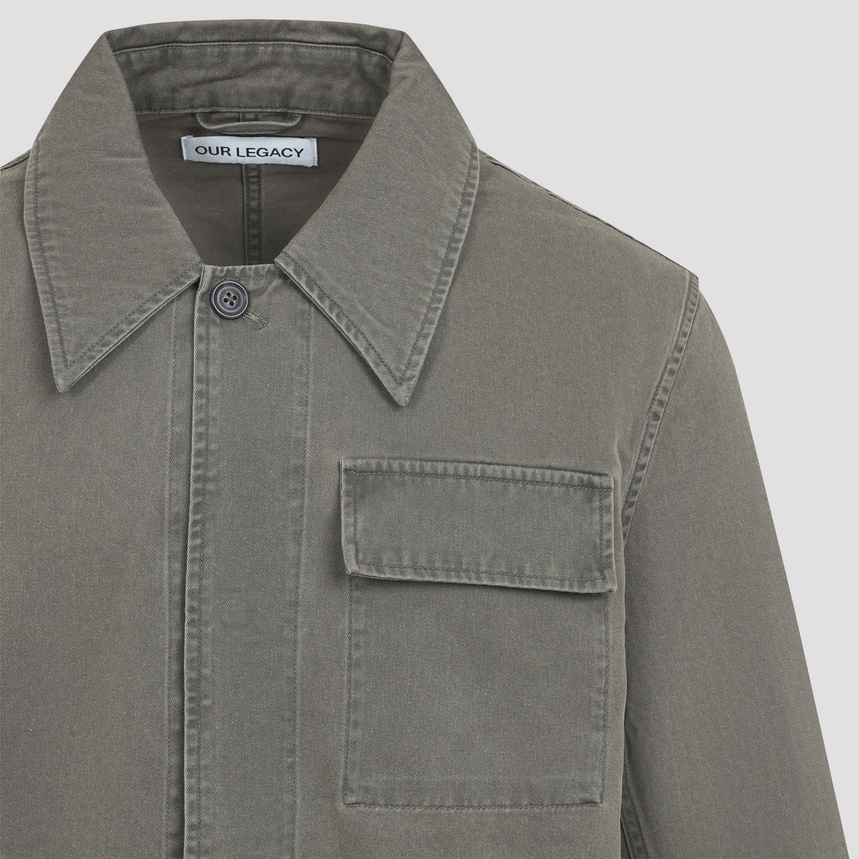 Our Legacy Straight-cut Casual Jacket With Pointed Collar In Gray