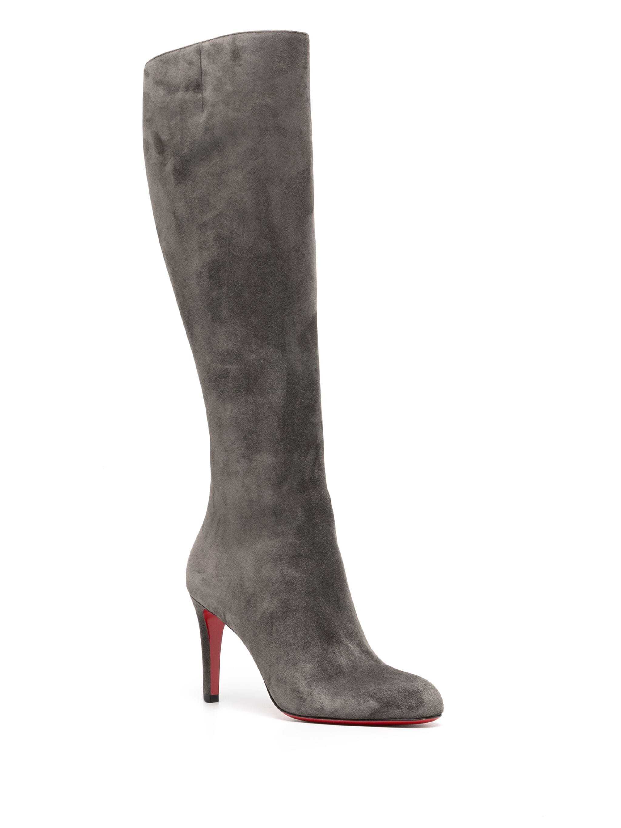Christian Louboutin Pumppie 80mm Suede Boots In Black