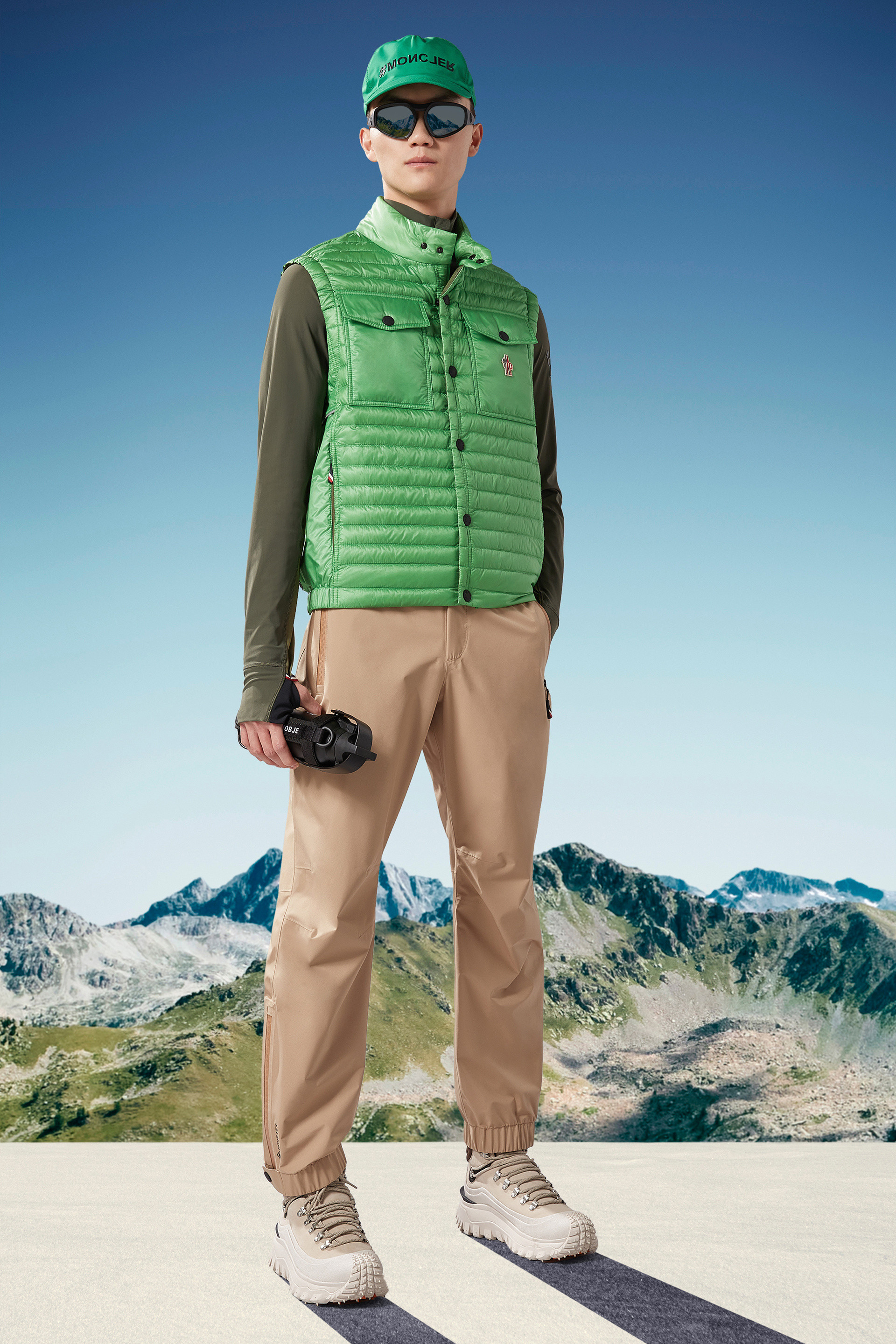 Moncler Recycle Patch Padded Vest In Green