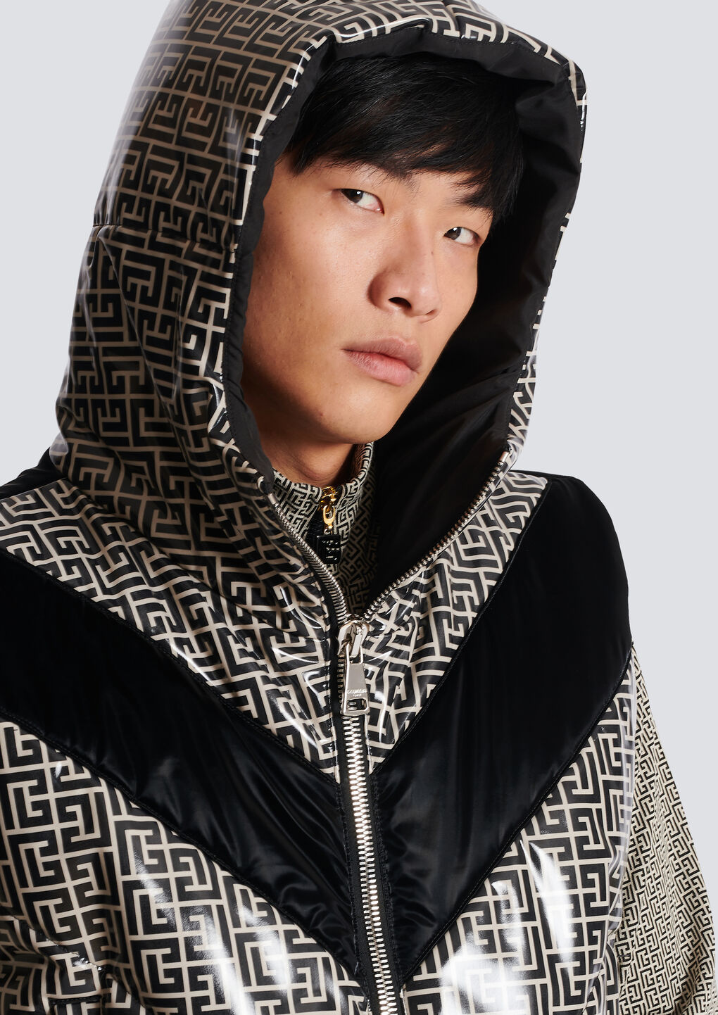 Balmain Monogram-print Puffer Gilet In Black