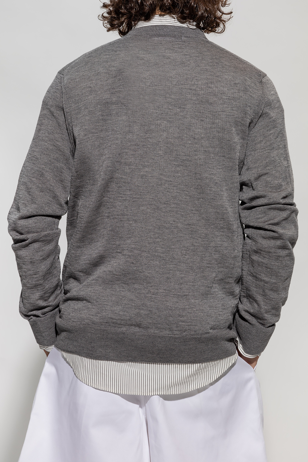 Comme Des Garçons Embroidered Crew-neck Jumper In Gray