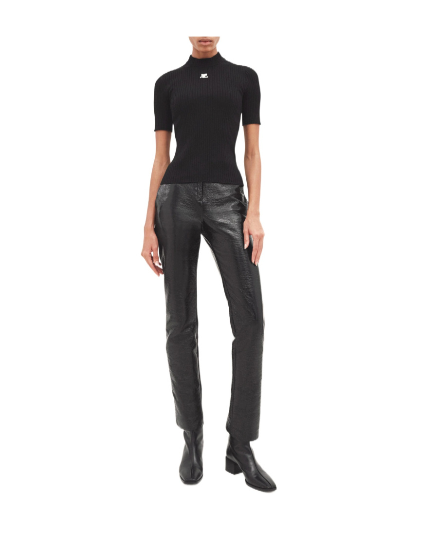Courrèges Reedition Logo-patch Knitted Top In Black