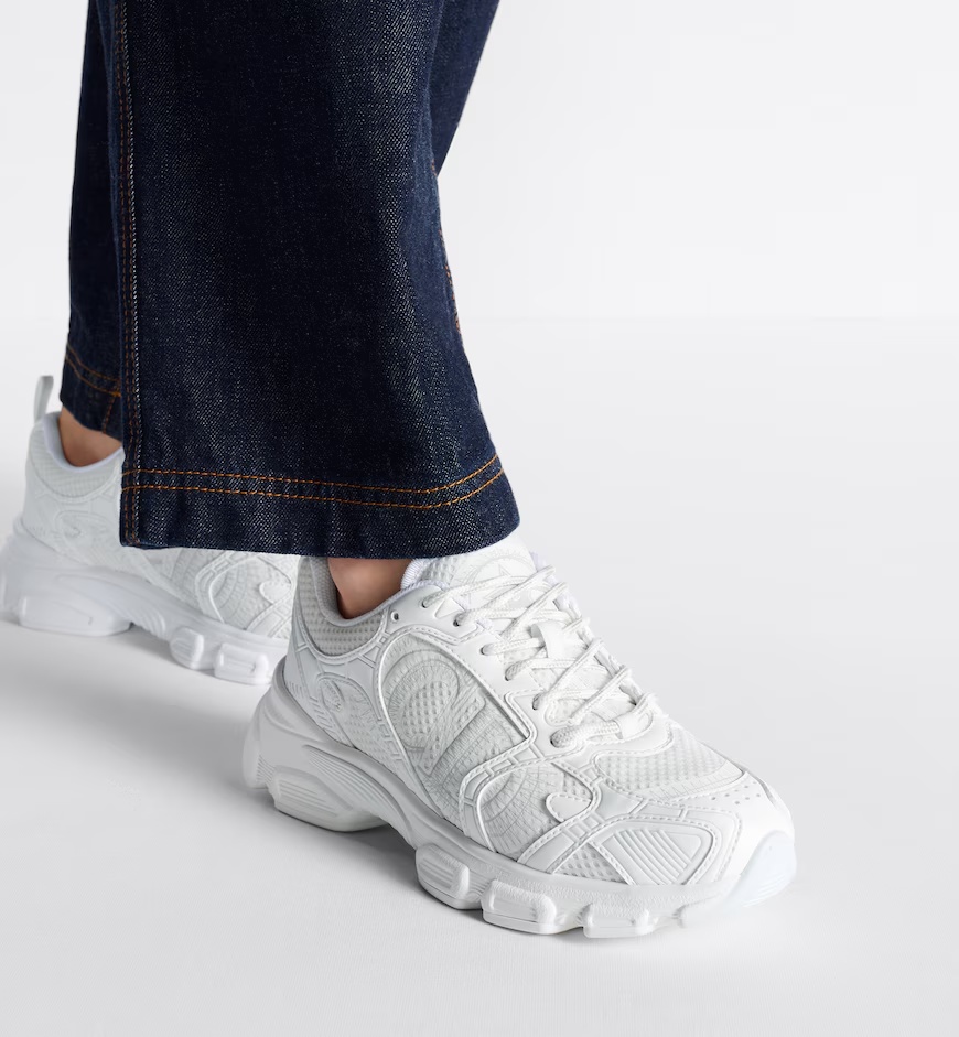 Dior Chrono Lace-up Sneakers In White