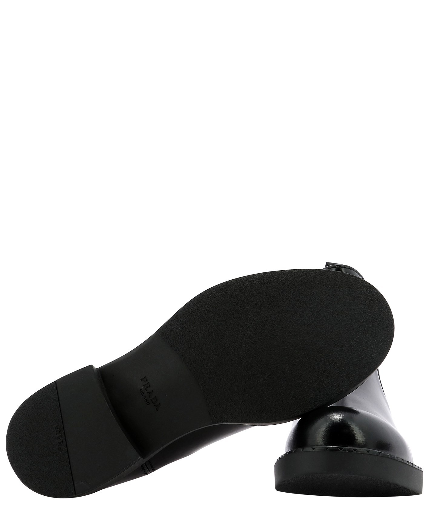 Shop Prada Brushed Leather Chelsea Boots In Black