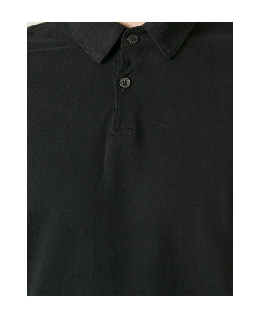 Shop James Perse Sueded-jersey Polo Shirt In Black