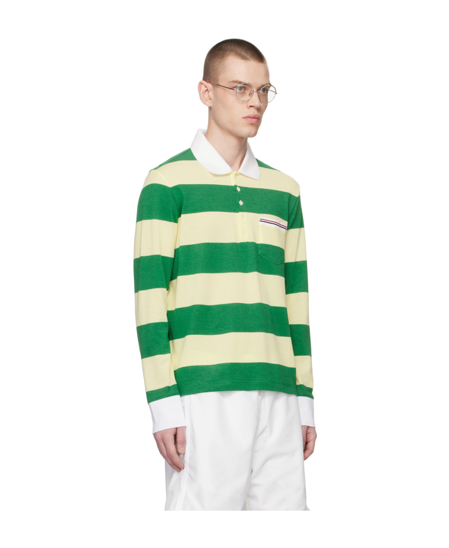 Thom Browne Polo-style Stripe Sweatshirt In Green