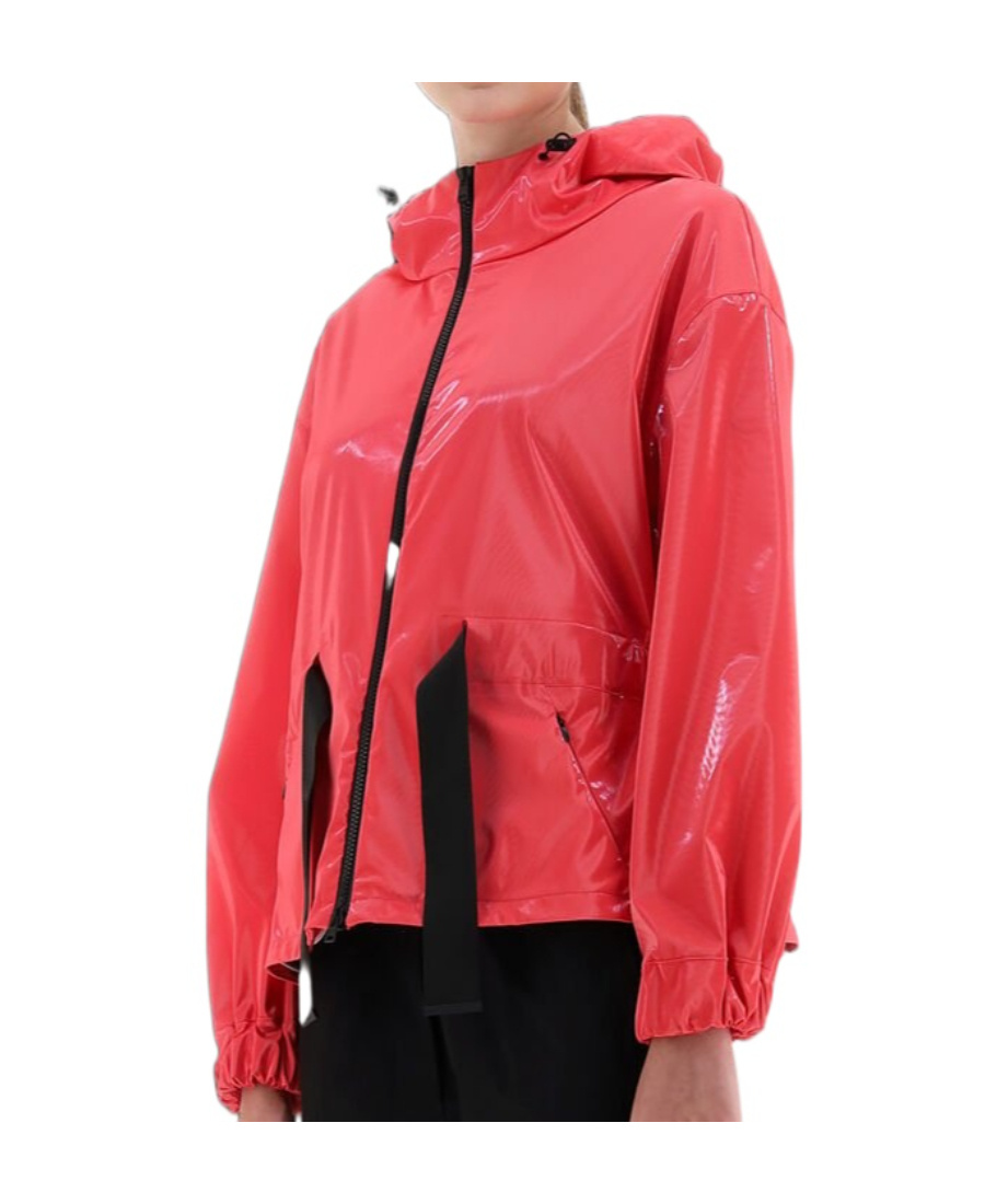 Herno Paradise Pink Lady Bird Laminar Casual Jacket In Red