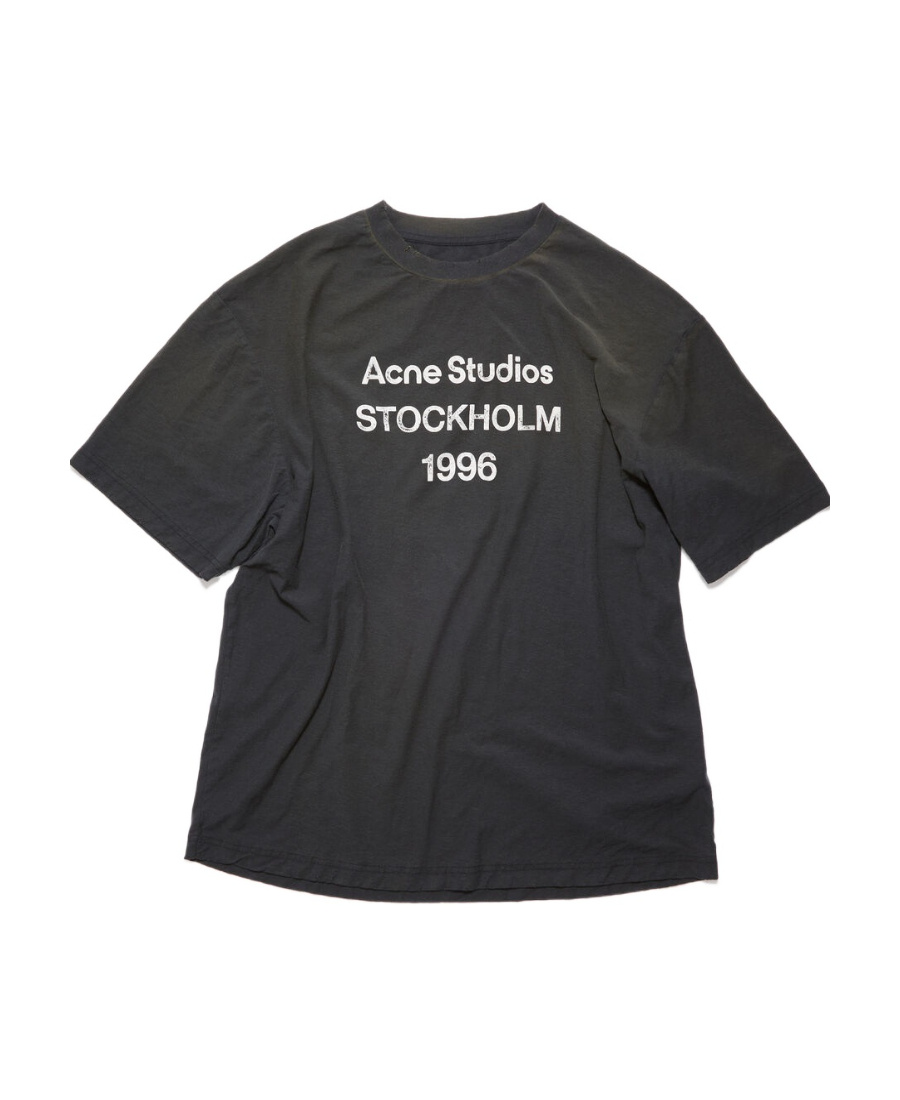Acne Studios Men Crew Neck T-shirt With Print In Black