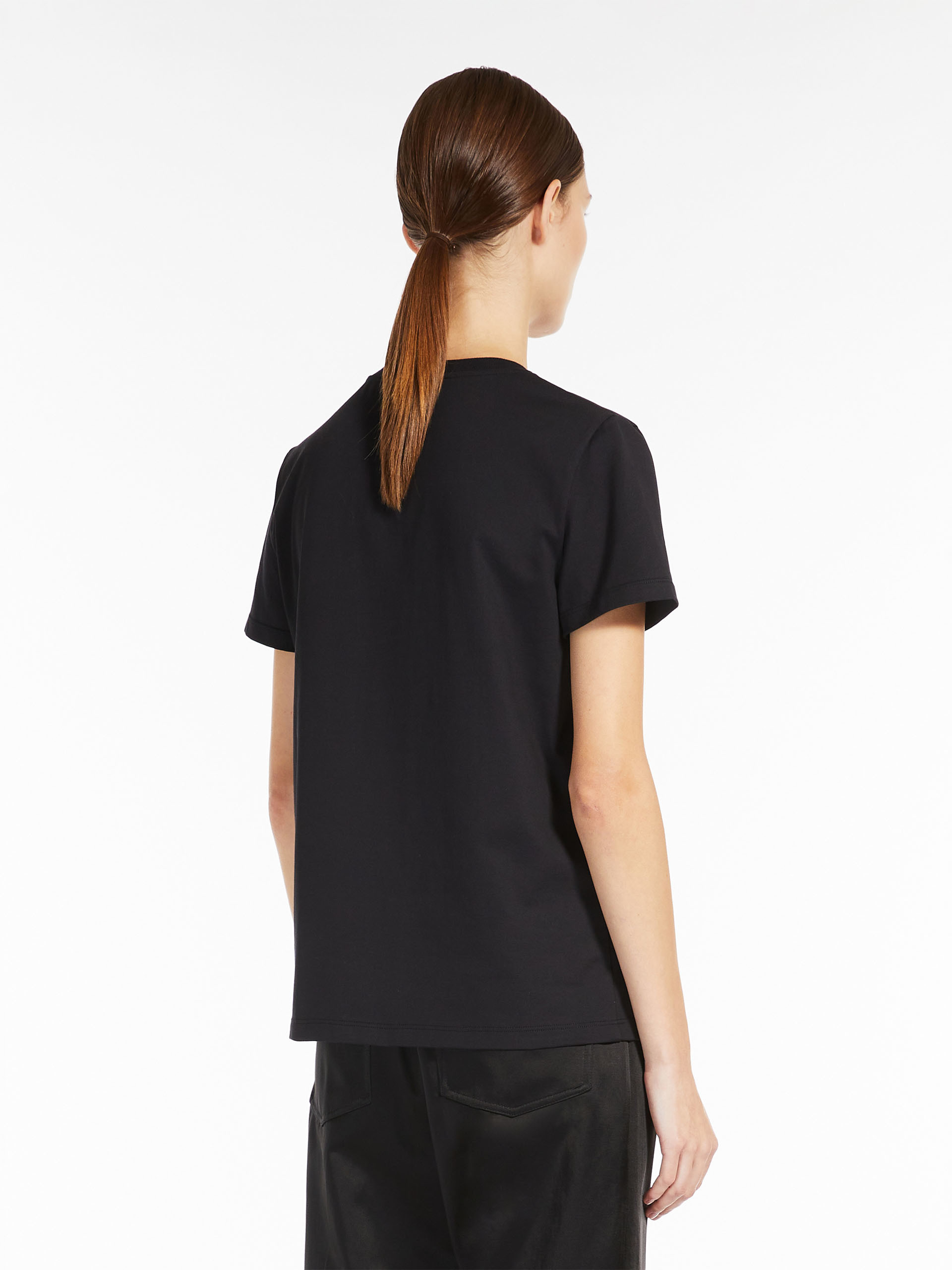 Max Mara Papaia Logo Cotton T-shirt In Black