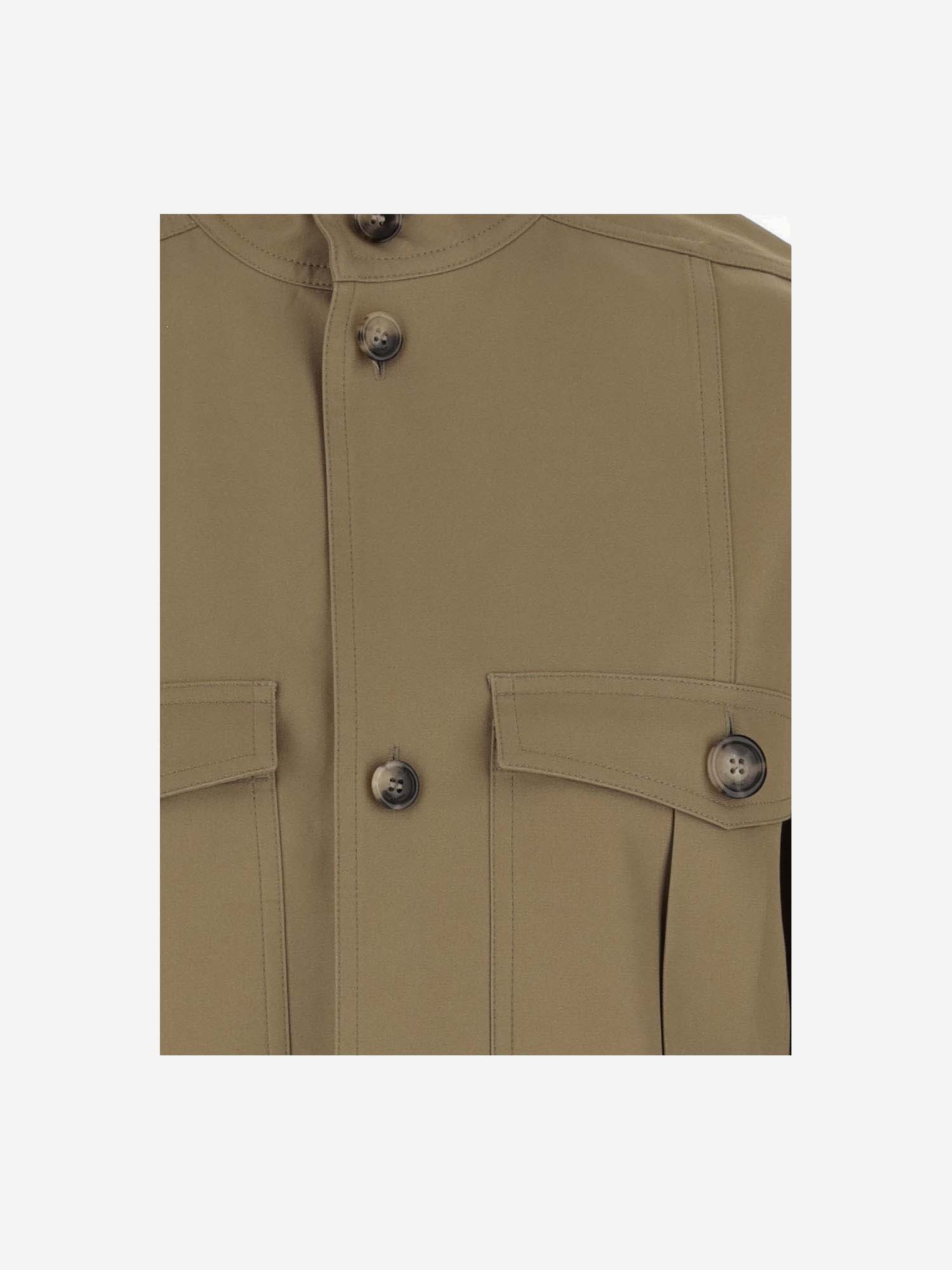 Saint Laurent Saharienne Buttoned Long-sleeved Shirt In Brown