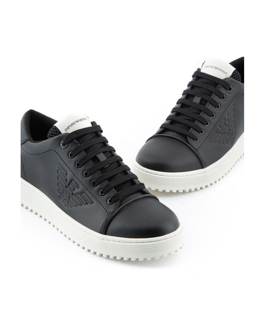 Emporio Armani Logo-detail Lace-up Trainers In Black