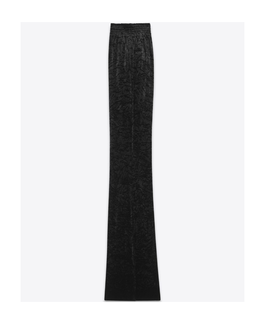 Saint Laurent Wide-leg Velvet Trousers In Black