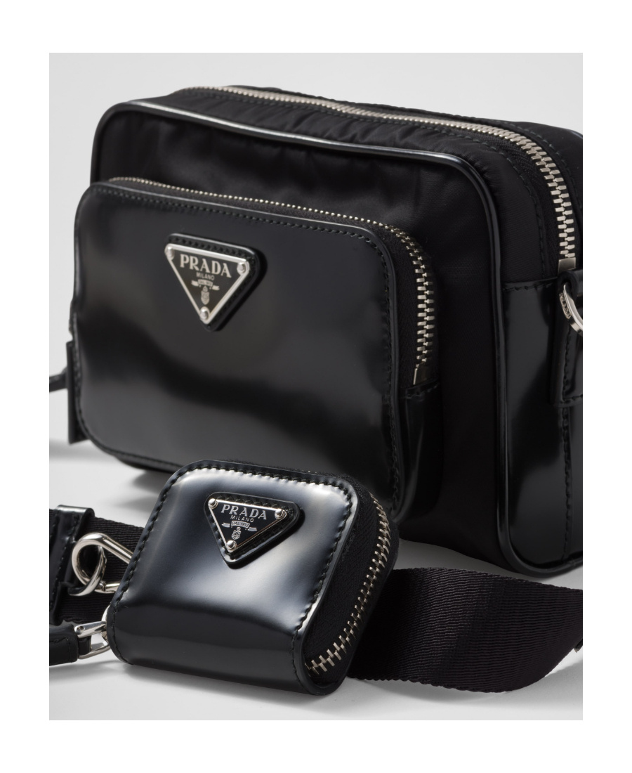 Prada Re-nylon And Brushed Leather Shoulder Bag In Black