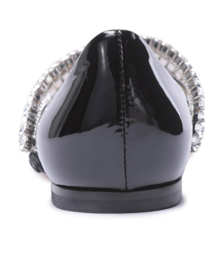 Jimmy Choo Crystal Chain Pointed Shallow-mouth Flat Shoes In Black