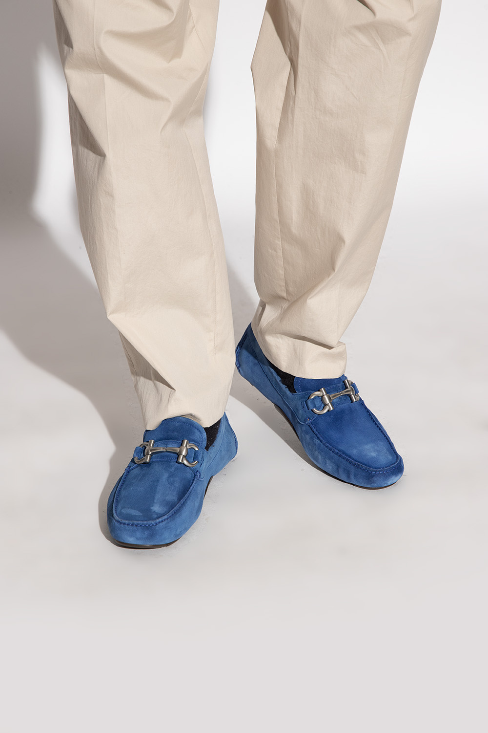 Ferragamo Parigi Suede Loafers In Blue